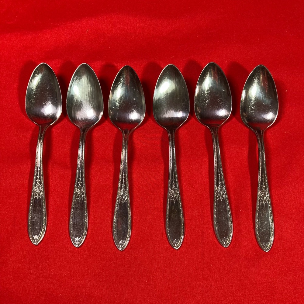 6 - Vintage Wm Rogers & Son Triumph Teaspoons 6" 1925 Pat